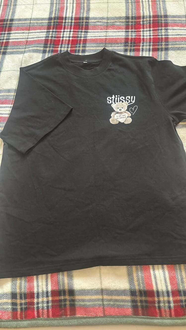 Stussy Teddy Bear Heart Graphic T-Shirt Black Size XL